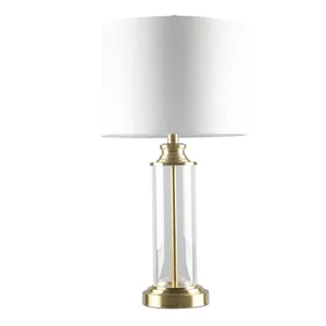 Clarity Glass Cylinder Table Lamp Set of 2 - Gold