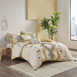 Arizona Full/Queen 3 Piece Cotton Duvet Cover Set - Yellow