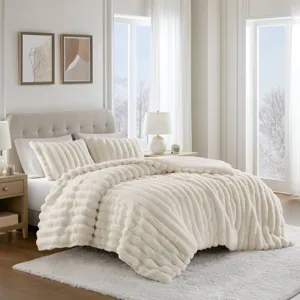 Madison Park Jasmine 3 Piece Faux Fur Comforter Set