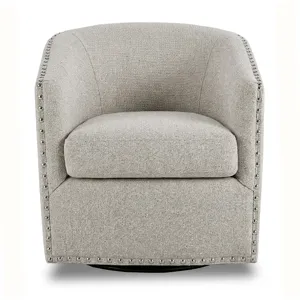 Madison Park Tyler Upholstered Swivel Barrel Chair with Nailheads