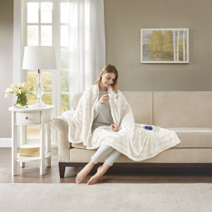 Beautyrest Heated Duke Faux Fur Heated Throw