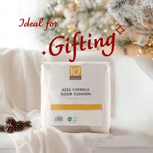 Azza Poly Chenille Square Floor Pillow Cushion - Ivory