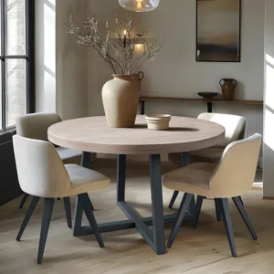 Reagan Round Dining Table - Wheat/Slate