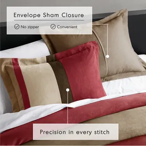 Comfort Spaces Highland Stripe Pieced Faux Suede Comforter Set