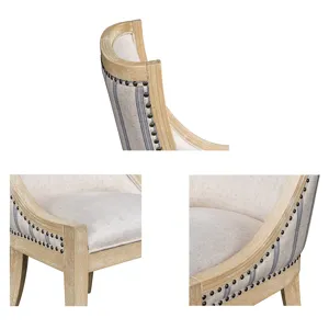 Elmcrest Upholstered Dining Chair with Nailhead Trim - Beige Stripe