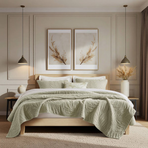 Harbor House Botanical Leaves 3 Piece Cotton Quilt Set