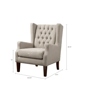 Maxwell Button Tufted Wing Chair - Linen