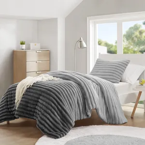 Intelligent Design Avril Fluffy Ribbed Plush Comforter Set