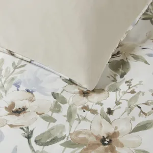 Harbor House Blue Herbal 6 Piece Cotton Sateen Print Oversized Comforter Set