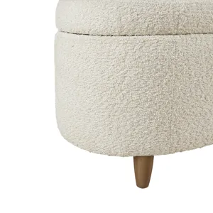 Bailey Boucle Flip Top Storage Bench - Cream