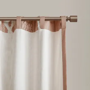 INK+IVY Imani Cotton Printed Curtain Panel with Chenille Stripe and Lining