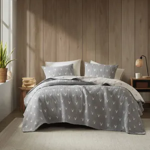 Keystone Full/Queen Coverlet Set - Grey