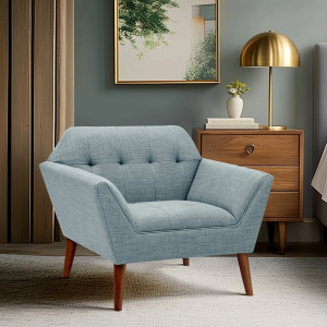 Newport Newport Wide Mid-Century Modern Lounge Chair - Light Blue