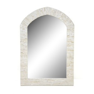 Nicole Miller Serein 24X36 Handcrafted MOP Arch Wall Mirror - Ivory
