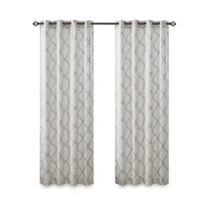 Madison Park Saratoga Fretwork Print Grommet Top Window Curtain Panel