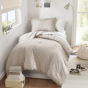 Super Listing Logan Striped Reversible Pintuck Pleated Comforter Set