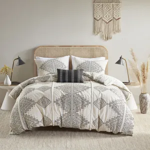 Madison Park Ibiza 4 Piece Printed Duvet Cover Set with Throw Pillow