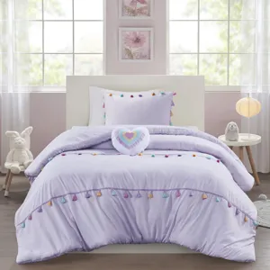 Mi Zone Kids Tessa Tassel Comforter Set with Heart Shaped Throw Pillow