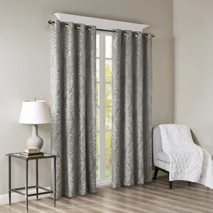 SunSmart Mirage Knitted Jacquard Damask Total Blackout Grommet Top Curtain Panel