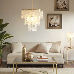 Isla Isla Dimmable Layered Capiz Chandelier - White