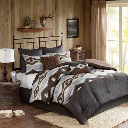 Bitter Creek Oversized Queen Comforter Set - Grey/Brown
