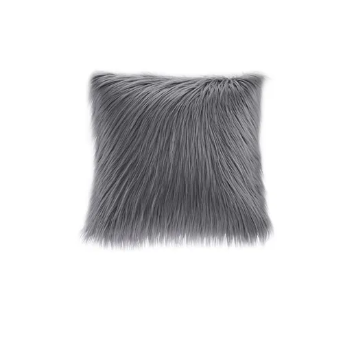 Edina Faux Fur Square Pillow - Grey