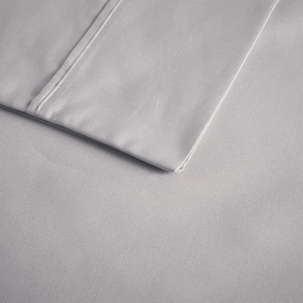 600 Thread Count Queen Cooling Cotton Blend 4 PC Sheet Set - Grey - Image 5