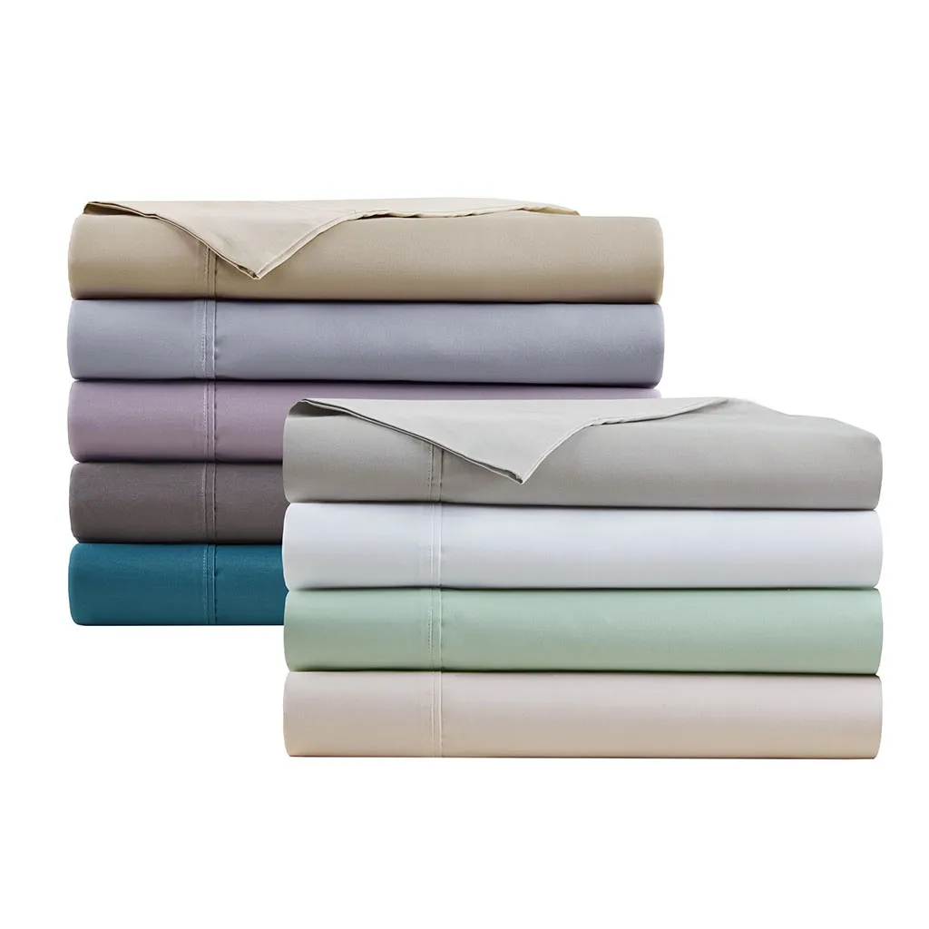 600 Thread Count Queen Cooling Cotton Blend 4 PC Sheet Set - Grey - Image 4