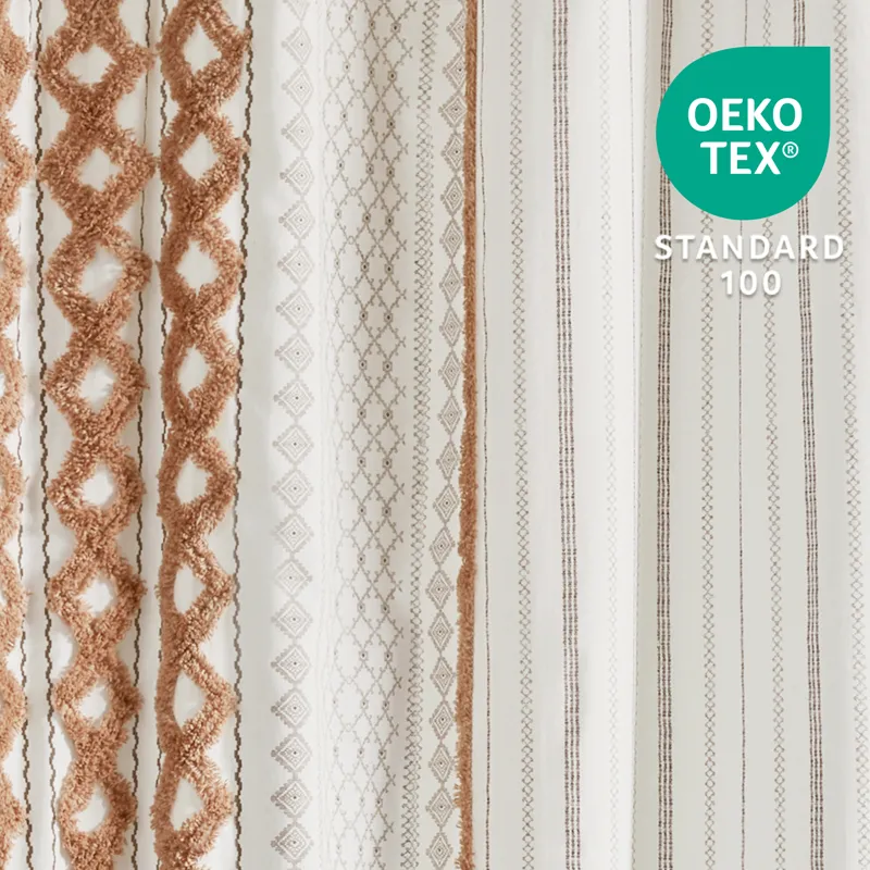 INK+IVY Imani Cotton Printed Shower Curtain with Chenille