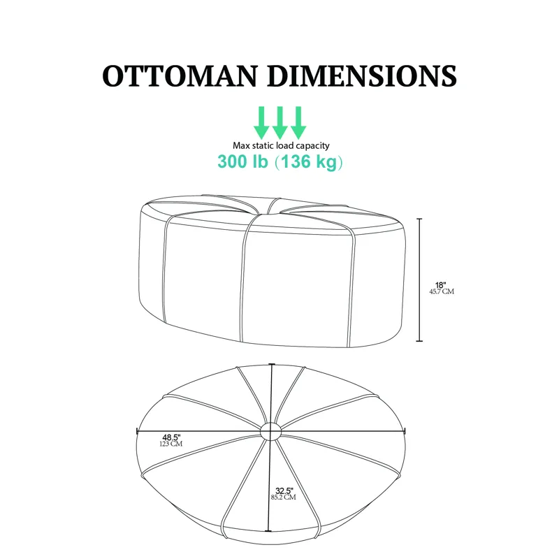 Ferris Oval Ottoman - Blue