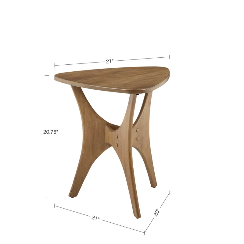 Blaze Triangle Wood Side Table - Light Brown