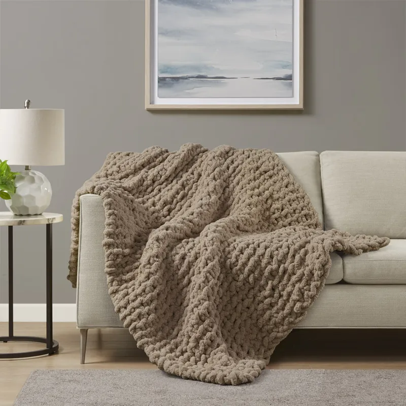 Madison Park Chenille Chunky Knit Throw