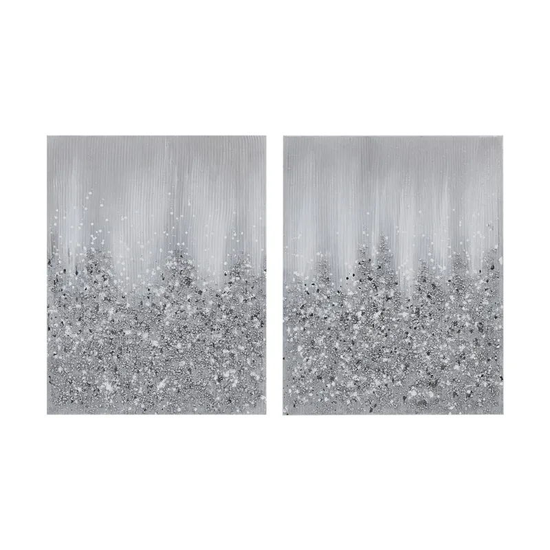 Madison Park Glimmer Heavily Embellished 2-piece Canvas Wall Art Set - Silver