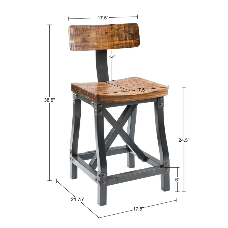 Lancaster Counter Stool with Back - Amber