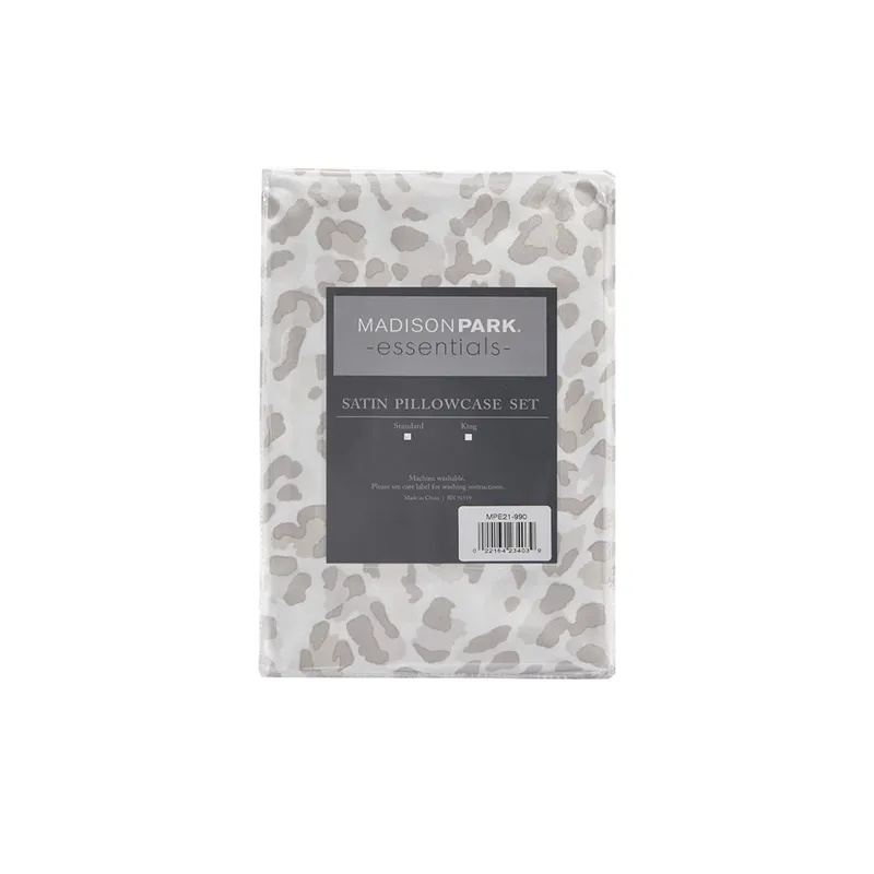 Printed Satin Luxury 2 PC Pillowcases - Taupe Leopard