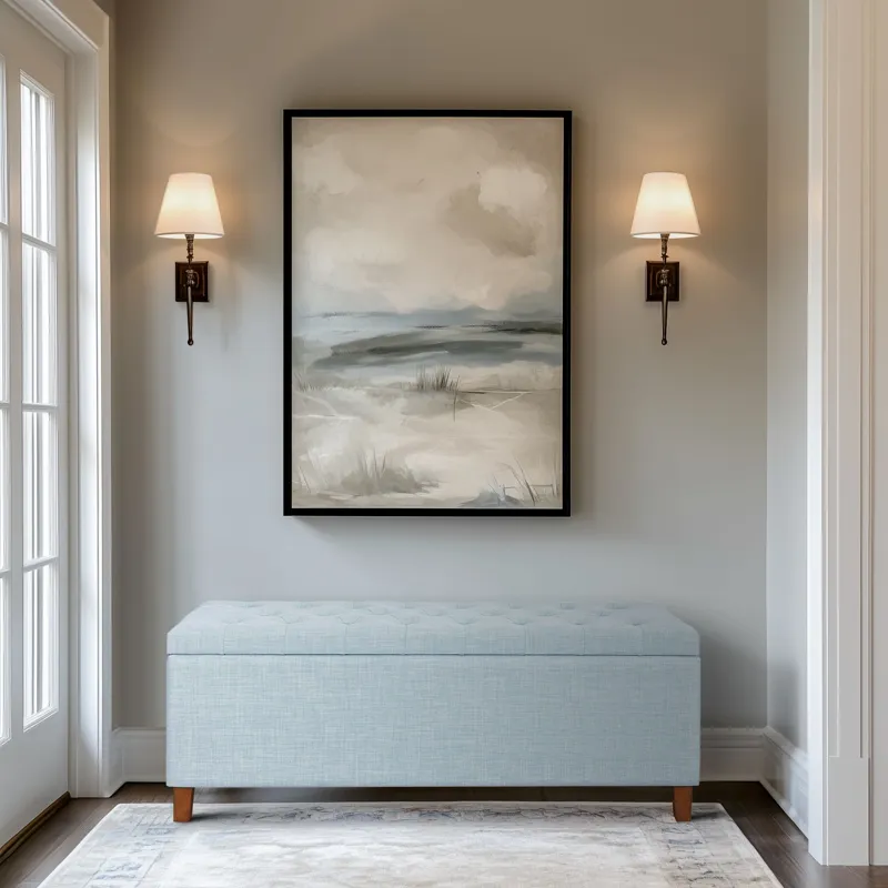 Shandra Tufted Top Upholstered Storage Bench - Light Blue