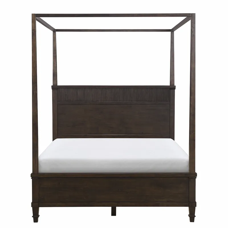 Kenna Queen Canopy Bed Queen - Dark Coffee
