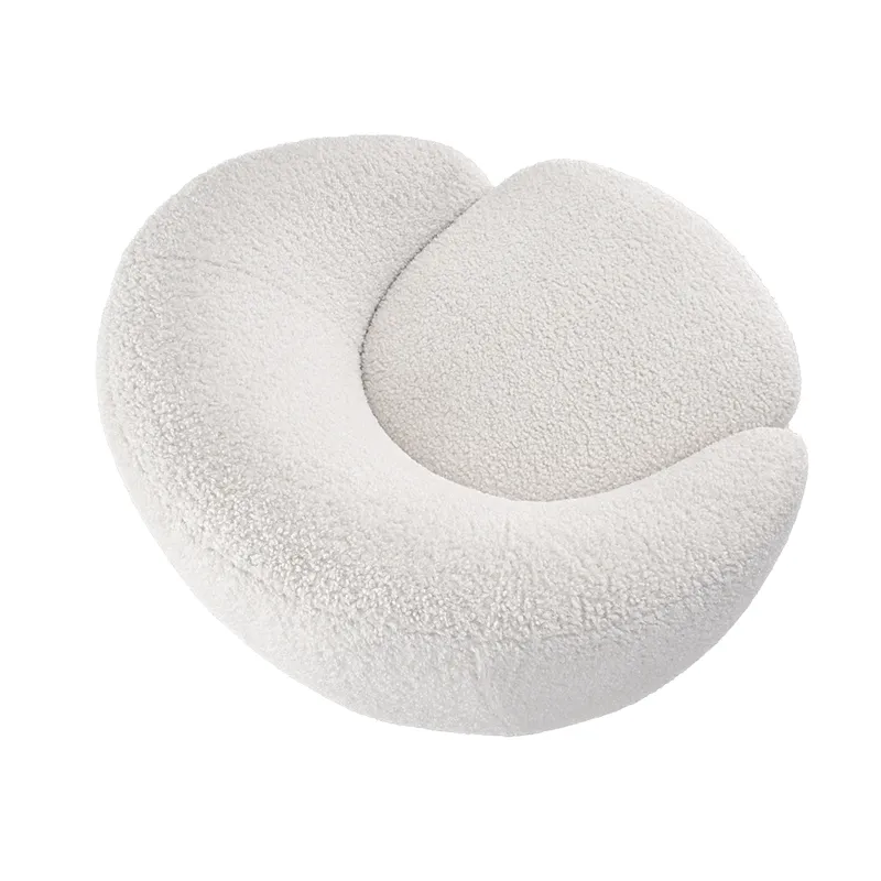 Jessel Shearling Sherpa Swivel Chair with Wood Base - Cream
