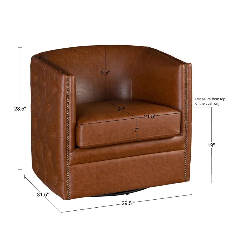 Capstone Tufted Barrel Swivel Chair - Brown