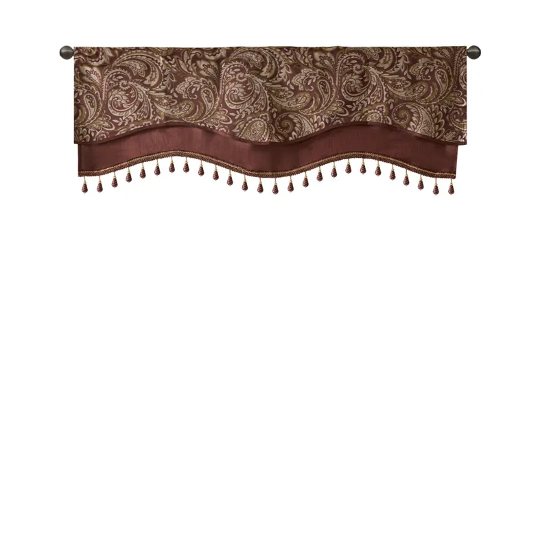 Madison Park Aubrey Jacquard Window Rod Pocket Valance With Beads