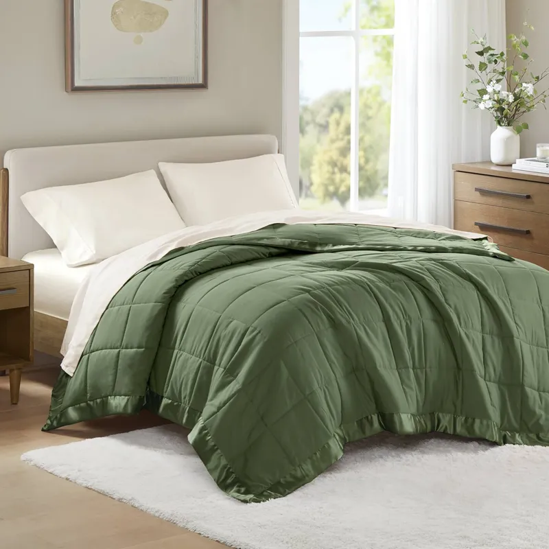 Madison Park Windom Lightweight Down Alternative Blanket with Satin Trim