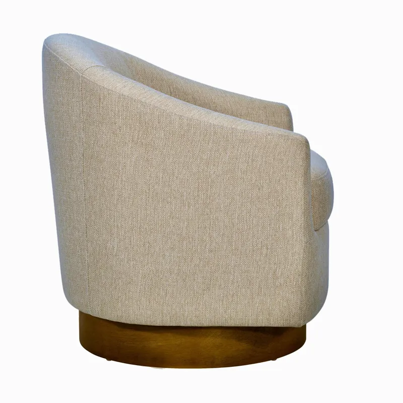 Ashton Upholstered Swivel Chair with Wood Base - Natural