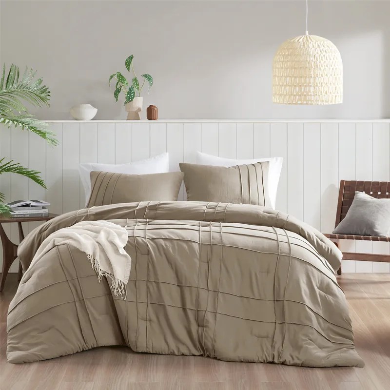 Comfort Spaces Walker Soft Washed Pleated Comforter Set