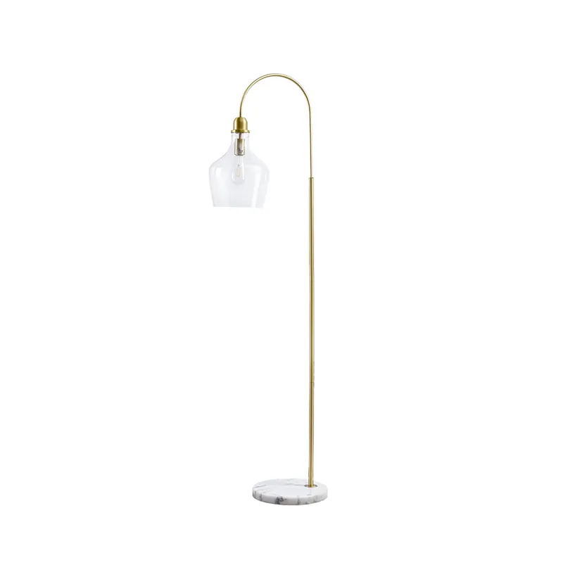 Auburn Arched Floor Lamp with Marble Base - Gold