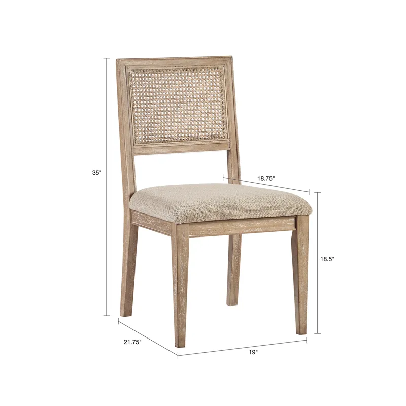 Kelly Armless Dining Chair Set of 2 - Light Brown