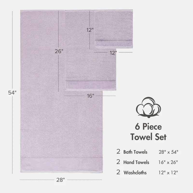 Madison Park Spa Waffle Cotton Jacquard Bath Towel 6 Piece Set