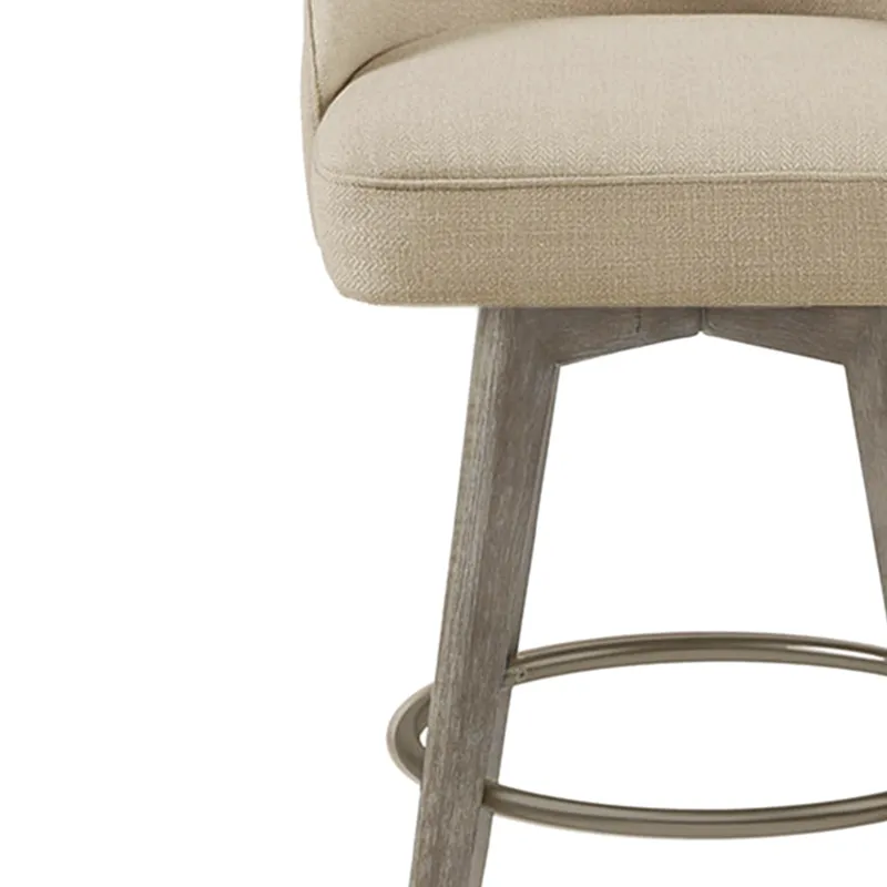 Pearce Pearce Swivel Upholstered Counter Stool with Solid Wood Legs & Metal Footrest - Sand