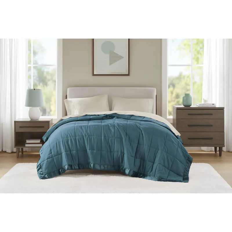 Madison Park Windom Lightweight Down Alternative Blanket with Satin Trim