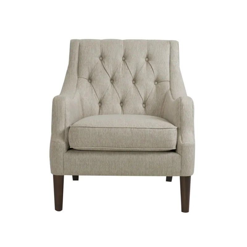 Qwen Button Tufted Accent Chair - Beige