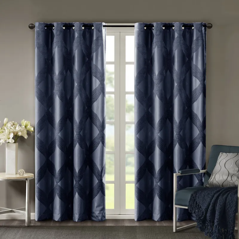 SunSmart Bentley Ogee Knitted Jacquard Total Blackout Curtain Panel